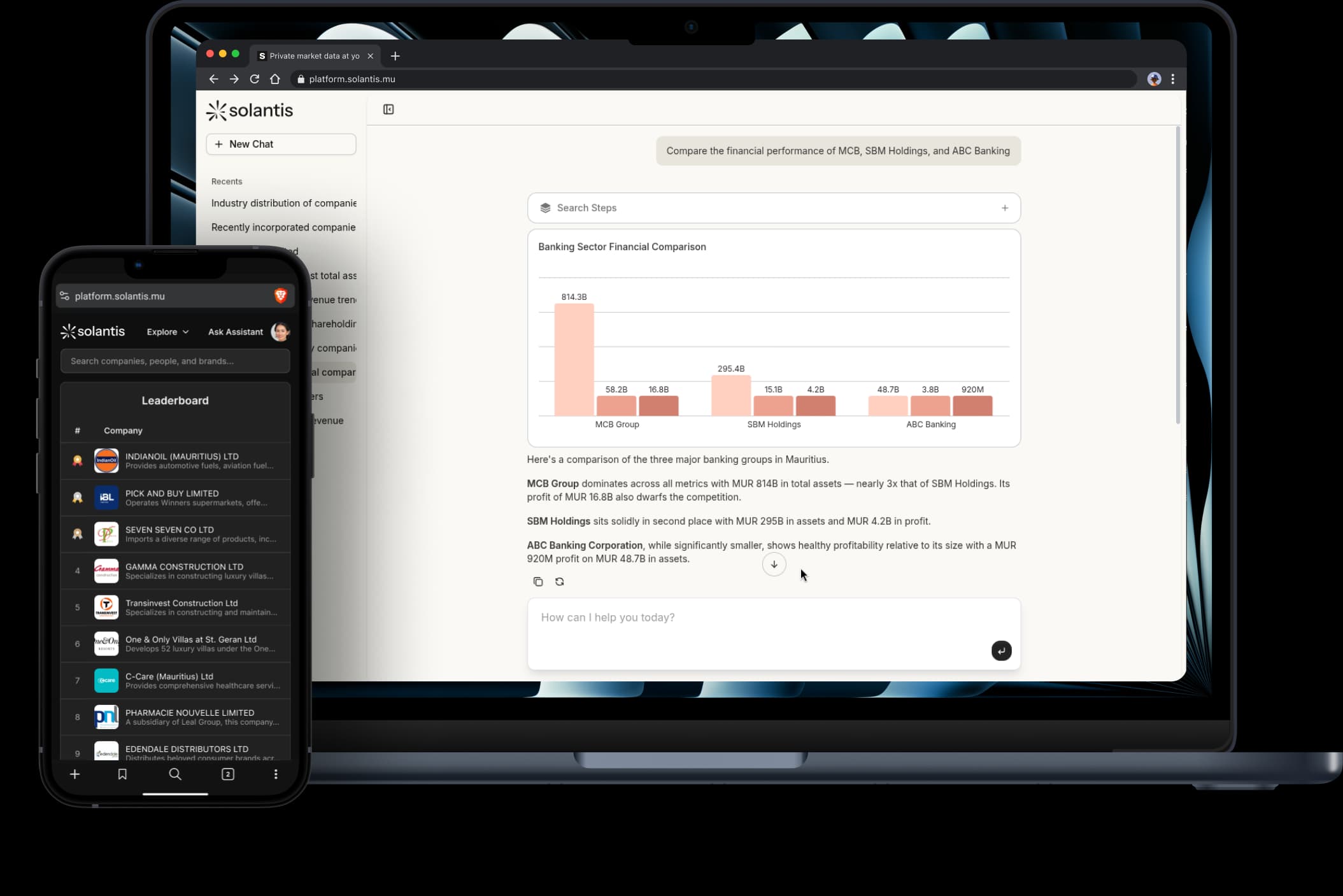 Solantis platform on desktop and mobile